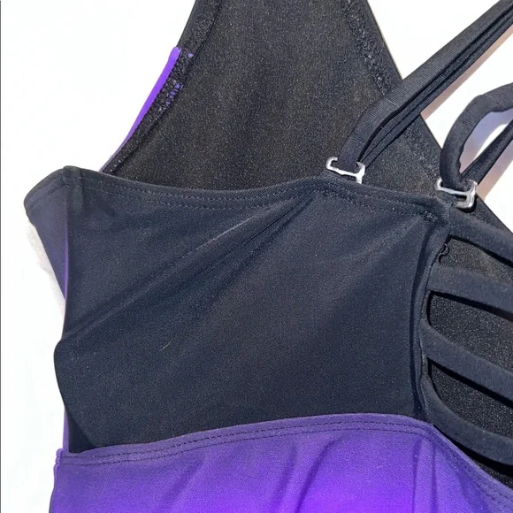Purple and Black Strappy Swim Top, Plus Size 2X - Picture 6 of 8